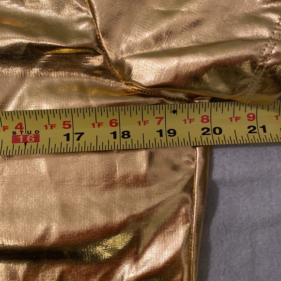 NWOT Mens Liquid Gold Metallic Button Down Short Sleeve Shirt by Gary Majdell - Picture 3 of 7